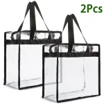 2 Clear Tote Bags with Zipper Large Capacity Transparent Shoulder Bag Multipurpose Transparent (New)
