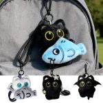 Cute Plush Black Cat Doll Toy Keychain Bag Pendant Charms Car Keyring Accessories (New)