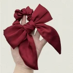 1 3 Fashion Solid Bow Ribbon Hair Scrunchies Elastic Hair Band For Women Girls (New)