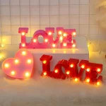 LED Love Heart Lamp Wedding Party Romantic Red Pink Night Light Ornament Birthday (New)