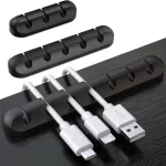 Cable Cord Wire Organizer Silicone USB Cable Winder Management Clips Self Adhesive for (New)