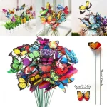 10 20 50 Butterfly Decoration Stakes 3D Artificial Butterfly Yard Planter Flower Pot Home Party (New)