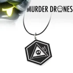 Anime Murder Drones Cosplay Necklace Gothic Skull Skeleton Pendant Black Neck Collarbone Chain (New)