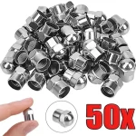 Car Tire Valve Caps 10 50 Round Head Chrome Plating Dust Proof Covers Cars (New)