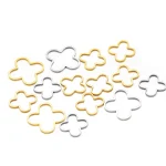 20 Gold Stainless Steel Four Leaf Flowers Charms Connectors for DIY Jewelry Findings (New)
