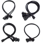 4 Pin Pwm Fan Cable 1 To 4 3 2 1 Ways Splitter Black Sleeved (New)