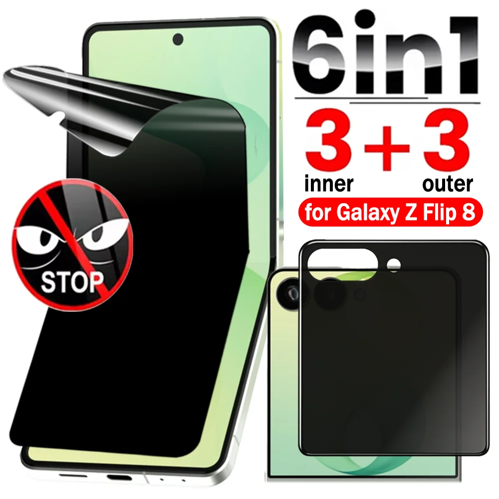 Sd6816590e2814ebf924fe25649071571K 6in1 Samsung Galaxy Z Flip 8 Inner&Outer Anti-Spy Hydrogel (New) - Image 1