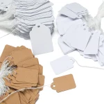 100 Lot Rectangular Paper Price Tag White Wooden Blank String Watch Jewelry Crafts Price (New)