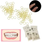 100 dental yellow elastomer latex rings, braces, dental rubber bands, non toxic material 3.5OZ (New)