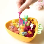 10 Animal Farm Fruit Fork Mini Cartoon Children Snack Cake Dessert Food Pick (New)