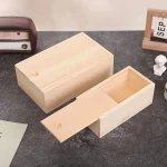 Pine Pull out Box Sliding Cover Wooden Box Wooden Storage Box Log Drawer Wood (New)