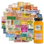 55 Retro Ticket English Creative Graffiti Stickers DIY Luggage Speaker Water Cup Notebook (New)