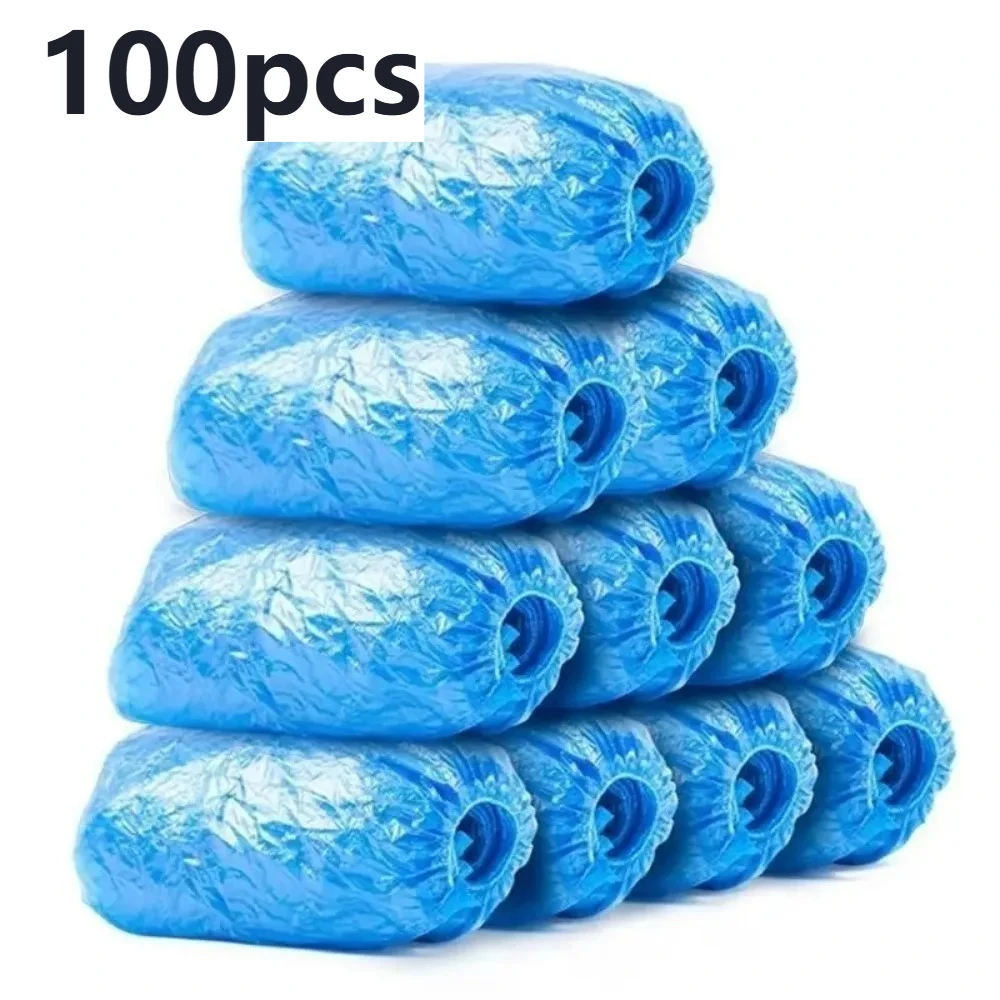 Sd7a5365d9b894c07be31015368af8c94U 100 disposable waterproof shoe cover plastic non slip foot cover indoor PE padded shoe (New) - Image 1
