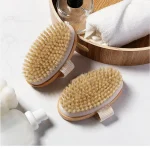 1 Exfoliating Wooden Body Massage Shower Brush Natural Bristle Bath Brush Soft SPA (New)
