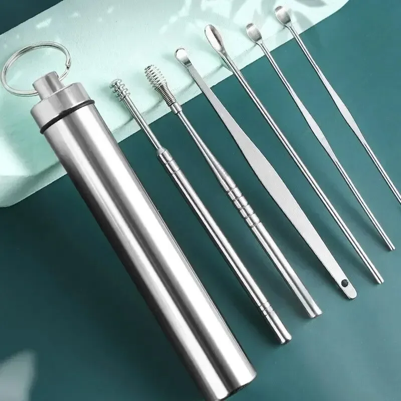 Sd822475a054d419bb335e025c4cadd59v Ear Pick Six Piece Set Ear Cleaning Ear Picking Earpick Convenient Portable Ear Pick (New) - Image 1