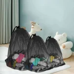 Black Mesh Bags Drawstring, Small Mesh Bags for Sports, Swimming, and Ball Storage (New)