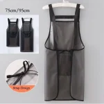 Waterproof Kitchen Apron Household PVC Oil Resistant Work Apron Transparent Black Dirt Proof Cleaning (New)