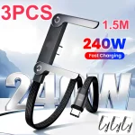 3 1 240 65w Fast Charging Foldable Bracket Data Cable 2 in 1 Data Wire Foldable Phone (New)