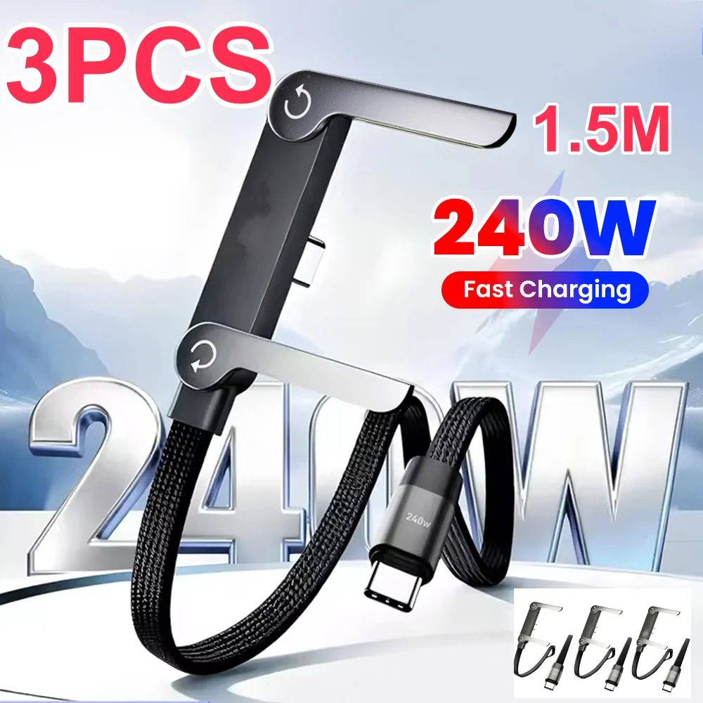 Sd8f8479e801c4e6aa721bb2500fd69f9m 3 1 240 65w Fast Charging Foldable Bracket Data Cable 2 in 1 Data Wire Foldable Phone (New) - Image 1