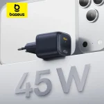 Baseus 45W GaN Charger For iPhone 17 16 15 Pro Max Samsung Galaxy (New)