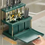 Kitchen Knife Holder Multi Function Cutter and Cutlery Drainer Rack PP Space Saving Kitchen (New)