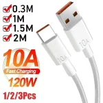1 2 3 10A Cable 120W Super Fast Charging USB to Type C Cable For (New)