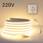 220V Super Bright COB LED Strip with Switch FOB Tape Ribbon EU Plug (New)