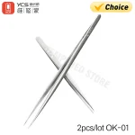 2pcs/lot YCS OK-01 Anti-static Precision Tweezers Set Pointed Curved Stainless (New)
