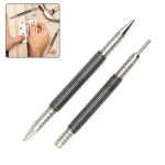 Dual Head Spring Nail Set Tool Spring Center Punch Woodworking Metal Drill Hammerless (New)
