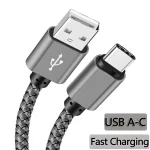 Nylon Data Cable Fast Charger USB A to Type C Charging Cable For (New)
