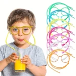1 8 Funny Straw Glasses Soft PVC Glasses Flexible Drinking Straws Kids Party Supplies (New)