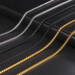 Skyrim Fashion 60cm Long Box Chain Necklace Men Stainless Steel Black Gold Color (New)