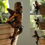 Angel Girl Hanging Cup Resin Decoration Fairy Combination Flower Basket Edge Decoration (New)