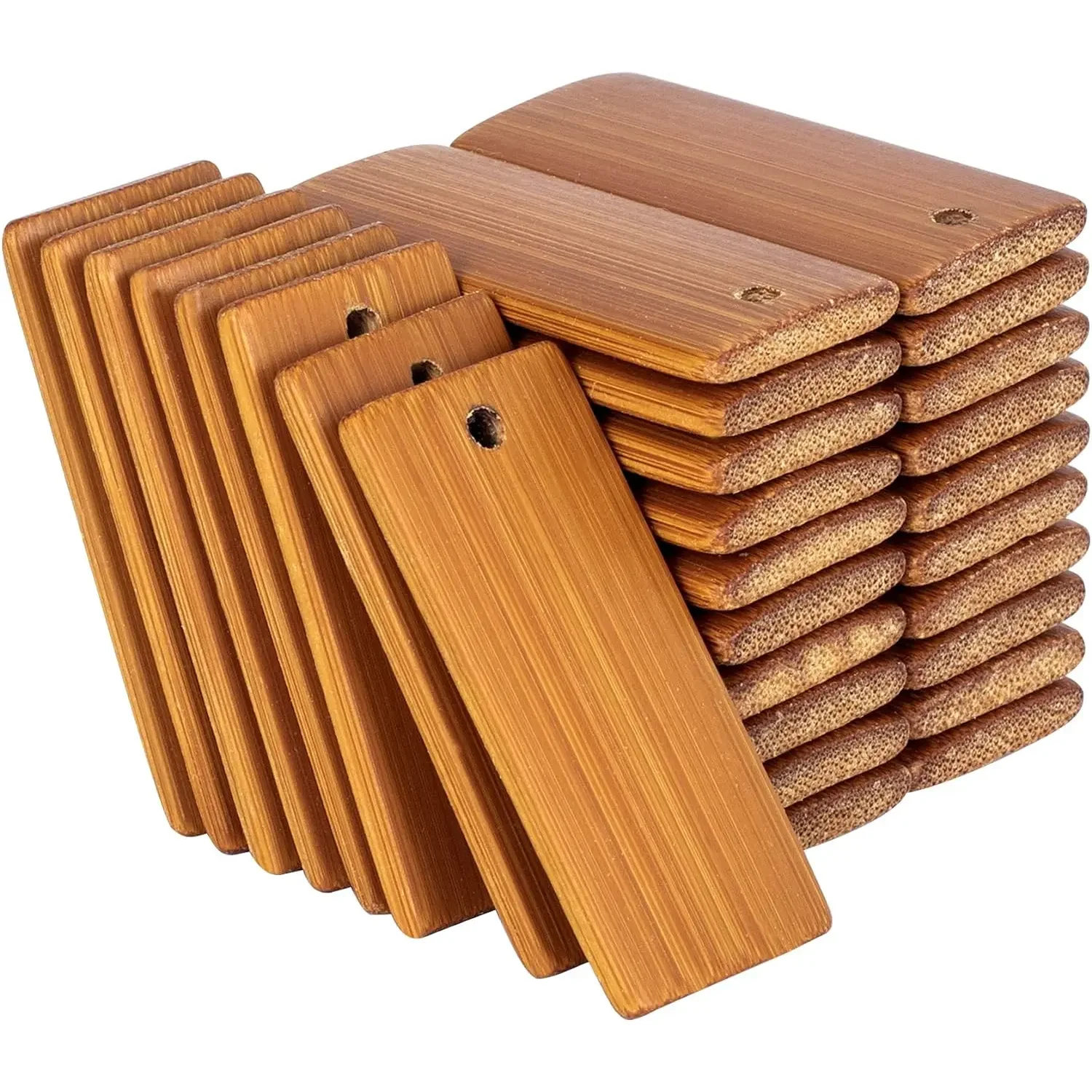 Sdf746b1cdbce4cfe831fd02a4f8b9ff8f 50 Natural Wood Blanks 45x20mm Bamboo Tags For Keychain Rings Engraving Blanks Unfinished (New) - Image 1
