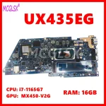 UX435EG Mainboard For ASUS UX435E UX435EA BX435E RX435E UX435EGL UX435EAL Laptop Motherboard I7 1165G7 (New)