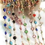 1 Meter 6mm Colorful Glass Beads Copper Chain for DIY Necklace Bracelet Costume (New)
