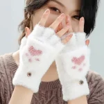 Thicken Women Warm Cat Gloves Fashion Girls Cat Claw Paw Plush Mittens Soft (New)