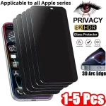 1 5 Full Cover Anti spy Tempered Glass Private Screen Protector For iPhone 15 14 (New)