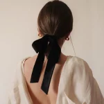 1 Fashion Black Velvet Bow Ribbon Hair Ring For Women Party Hair Rope (New)