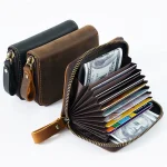 Large Capacity Card Holder with Multiple Slots Genuine Leather Vintage Coin Purse Accordion (New)