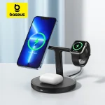 Baseus 20W 3 in 1 Wireless Charger Stand 15W Magnetic Fast Charging For iPhone 17 (New)