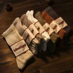 Mens Vintage Male Medium Tube Socks Unisex Japanese Solid Color Thickened Sports Socks (New)