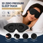 Unisex 3D Contoured Sleep Mask, Groove Molded Design Memory Foam Light Blocking Eyemask, (New)
