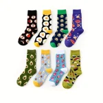 1 pair of food series creative avocado printed pattern medium tube socks for (New)