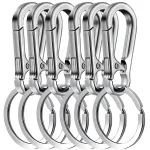 6 Carabiner Clip Keychain Metal Carabiner Shape Key Ring Keyring Key Holder Clips (New)