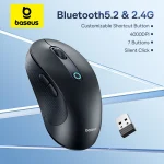 Baseus F02 Wireless Mouse Bluetooth 5.2 2.4G 4000DPI Ergonomic 7 Mute Buttons Mice (New)