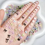 50 Solid Color Mini Bowknots Resin Nail Charms Adorable Sweet Irregular Bows Nail (New)
