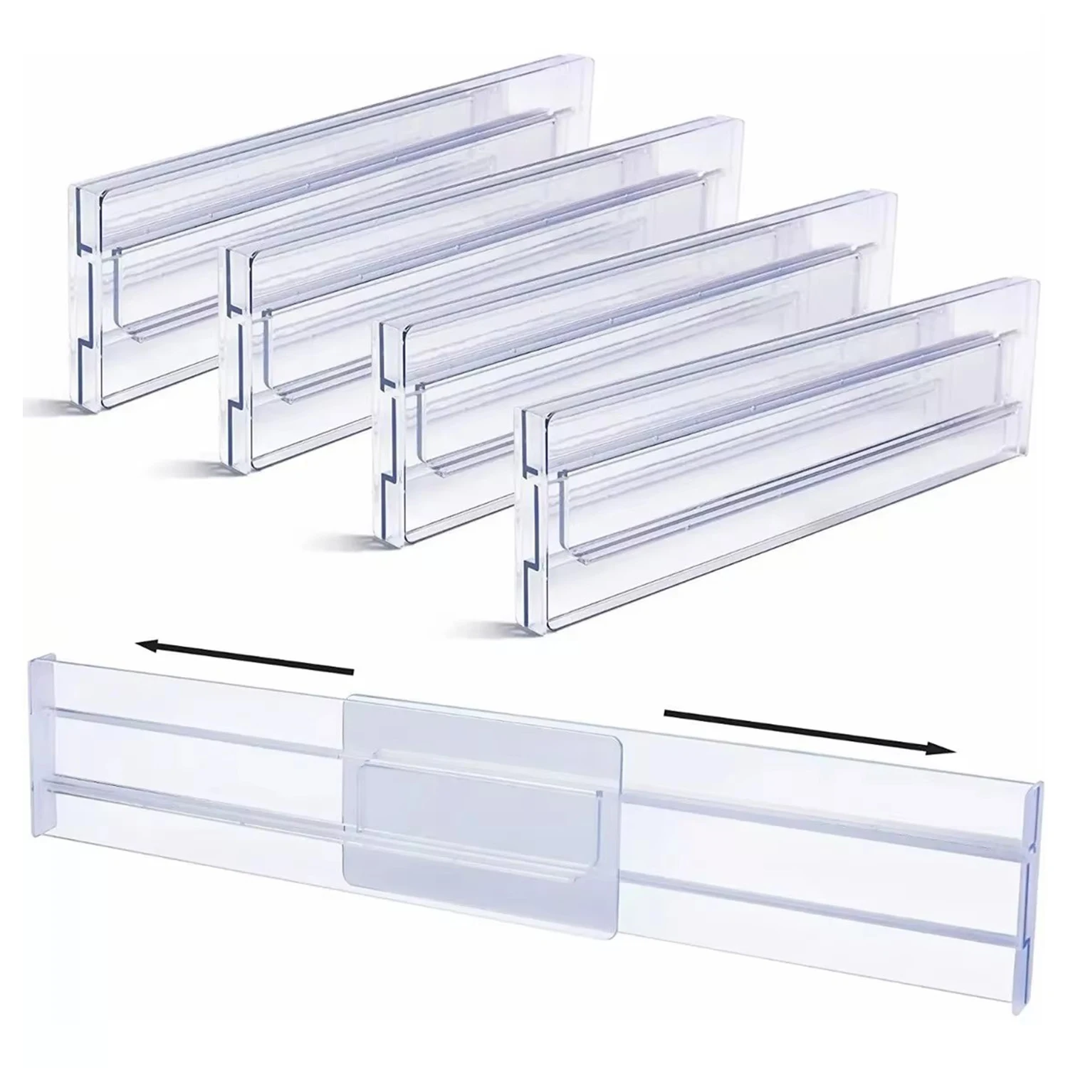 Se51a63507f224c3bbc7b7c247148cd7eI 1 2 4 6 8 Drawer Wardrobe Dividers Organizers Expandable From Kitchen Drawer Organizer, Clear Plastic Partition (New) - Image 1