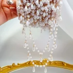 0.5M 1M Imitation Pearl Waterdrop Pendent Beaded Chain Plastic Beads Copper Chains for (New)