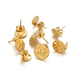 10 lot Stainless Steel Round Ripple Embossing Studs Earrings for DIY Jewelry Making Earrings (New)